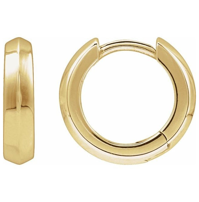 14K Yellow Or White Gold Or Sterling Silver Pair Knife-Edge Hinged Polished Hoop Earrings