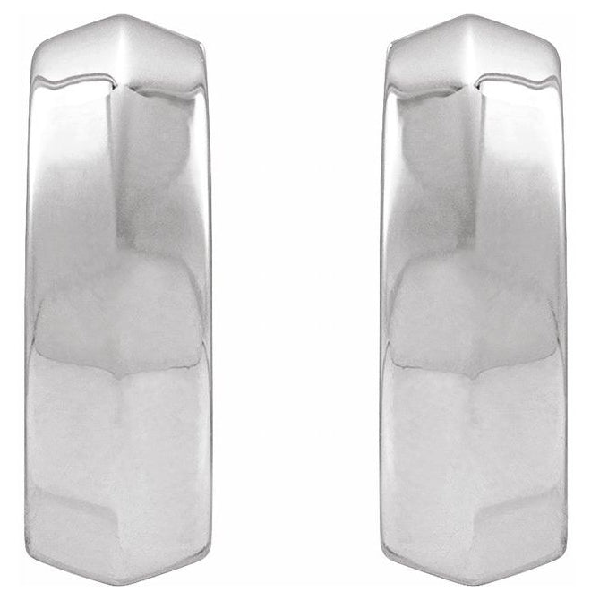 14K Yellow Or White Gold Or Sterling Silver Pair Knife-Edge Hinged Polished Hoop Earrings