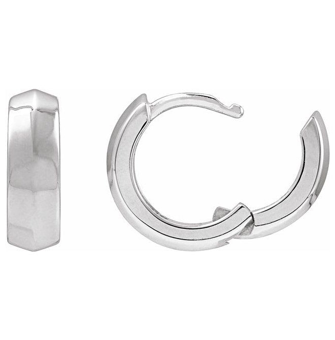 14K Yellow Or White Gold Or Sterling Silver Pair Knife-Edge Hinged Polished Hoop Earrings