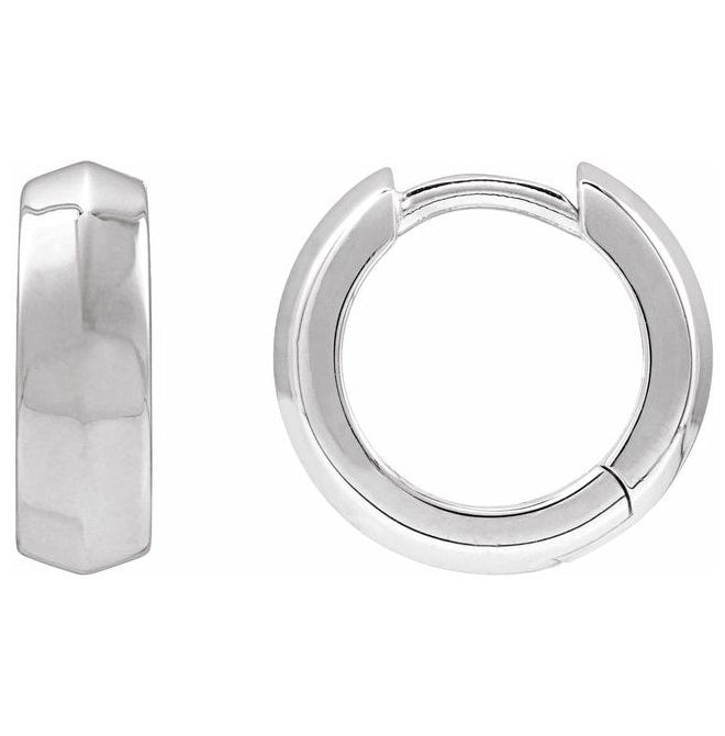 14K Yellow Or White Gold Or Sterling Silver Pair Knife-Edge Hinged Polished Hoop Earrings