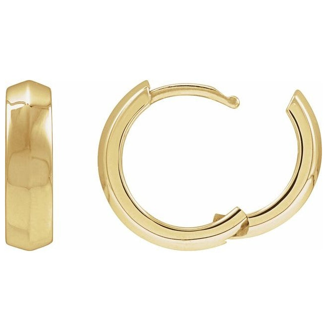 14K Yellow Or White Gold Or Sterling Silver Pair Knife-Edge Hinged Polished Hoop Earrings