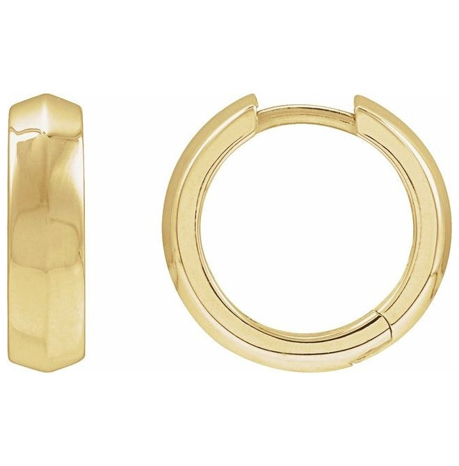 14K Yellow Or White Gold Or Sterling Silver Pair Knife-Edge Hinged Polished Hoop Earrings