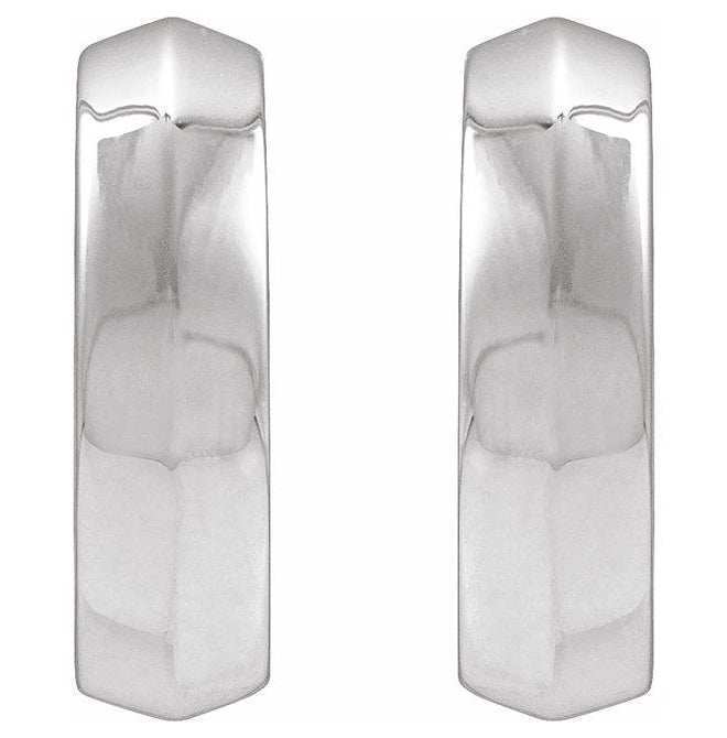 14K Yellow Or White Gold Or Sterling Silver Pair Knife-Edge Hinged Polished Hoop Earrings