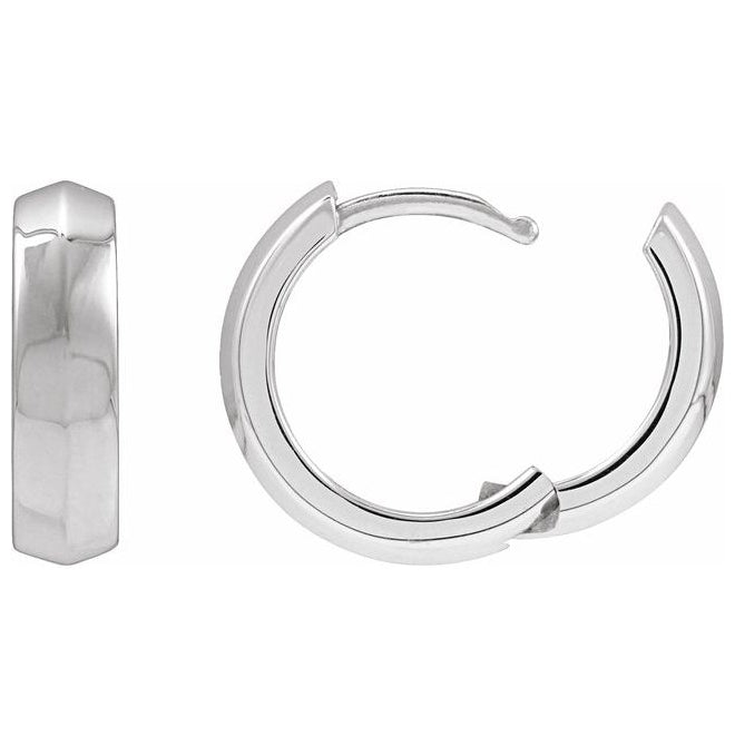 14K Yellow Or White Gold Or Sterling Silver Pair Knife-Edge Hinged Polished Hoop Earrings