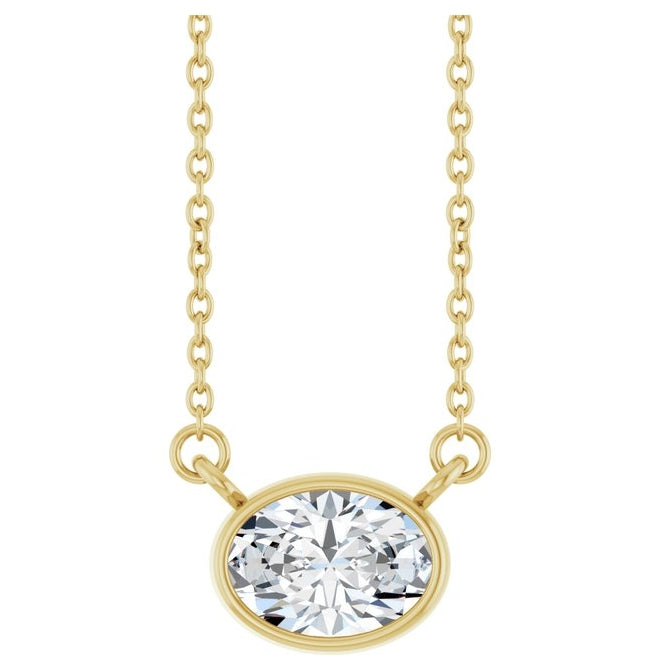 14K Yellow Or White Gold Oval 7 X 5Mm Vs, F-G 18 In Polished 3/4 Ct Lab-Grown Diamond Necklace