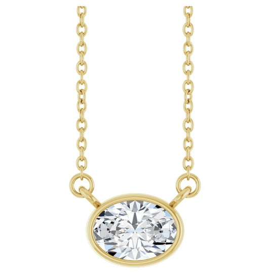 14K Yellow Or White Gold Oval 7 X 5Mm Vs, F-G 18 In Polished 3/4 Ct Lab-Grown Diamond Necklace
