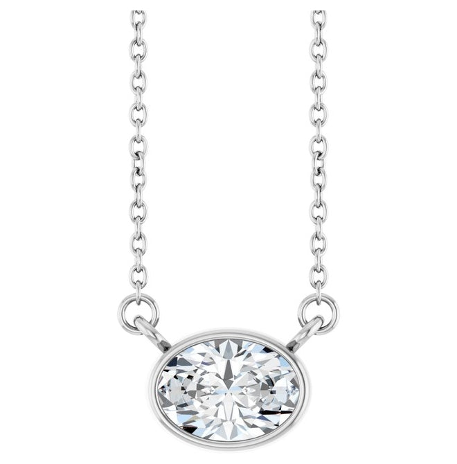 14K Yellow Or White Gold Oval 7 X 5Mm Vs, F-G 18 In Polished 3/4 Ct Lab-Grown Diamond Necklace