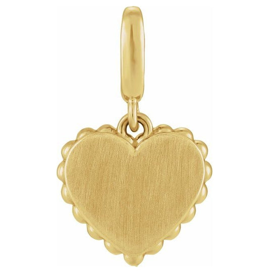 14K Yellow Gold 18.6 X 11 Mm Polished Engravable Scalloped Heart Charm/Pendant
