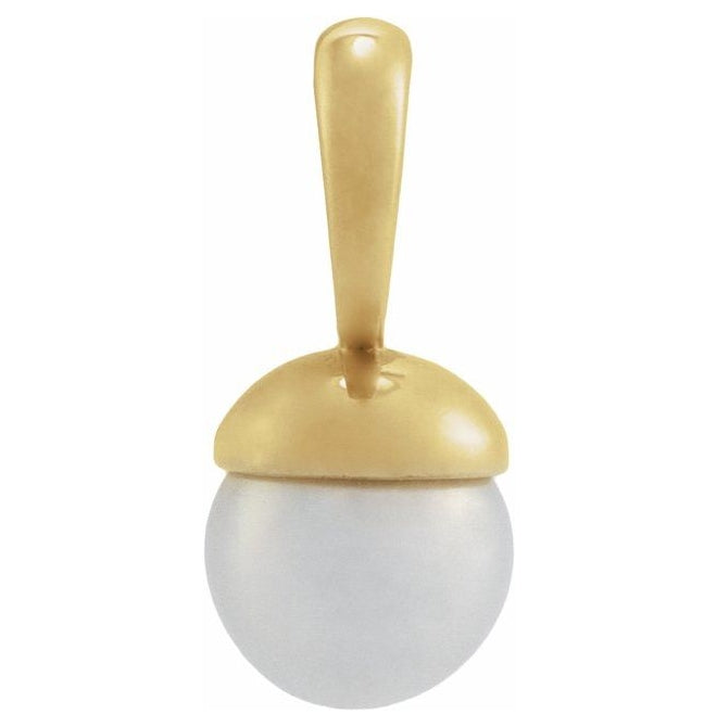14K Yellow Or White Gold Pearl 6-6.5 Mm Polished Cultured Freshwater Pearl Pendant