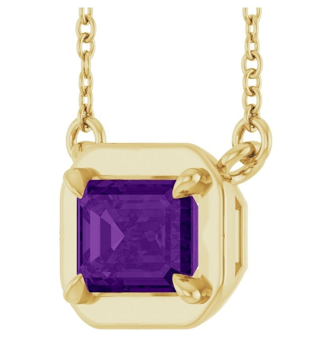 14K Yellow Gold Emerald 7 X 5 Mm 18 In Polished Natural Gem Necklace