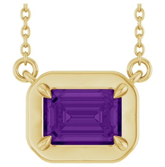 14K Yellow Gold Emerald 7 X 5 Mm 18 In Polished Natural Gem Necklace