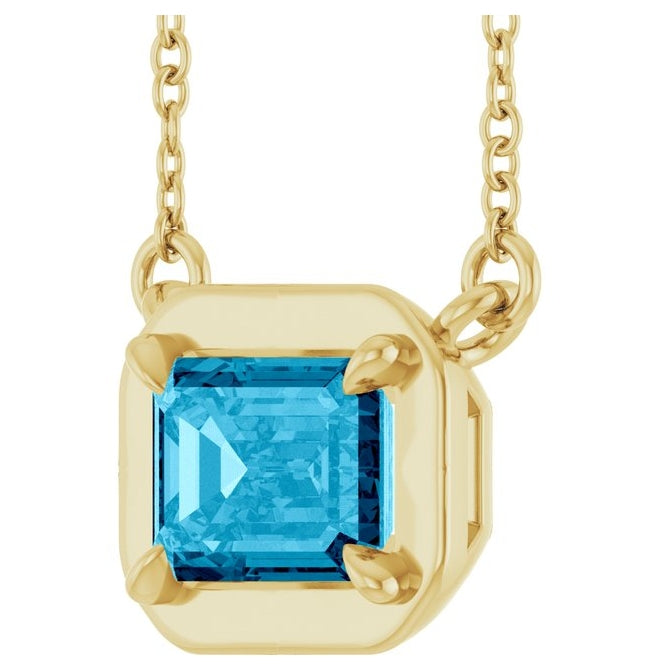 14K Yellow Gold Emerald 7 X 5 Mm 18 In Polished Natural Gem Necklace