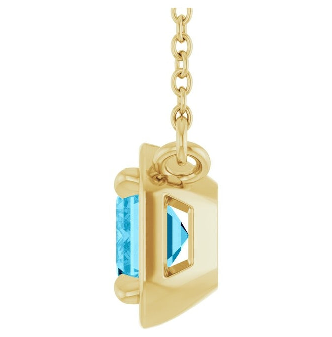 14K Yellow Gold Emerald 7 X 5 Mm 18 In Polished Natural Gem Necklace