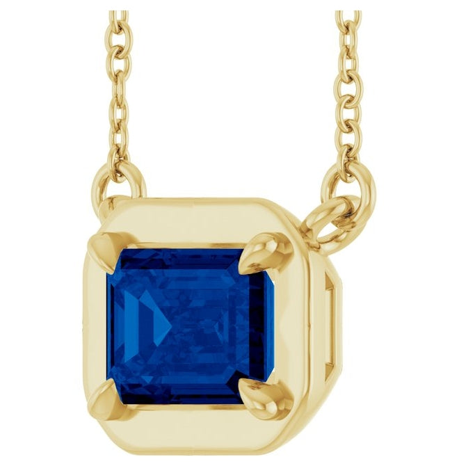 14K Yellow Gold Emerald 7 X 5 Mm 18 In Polished Lab-Grown Gem Necklace