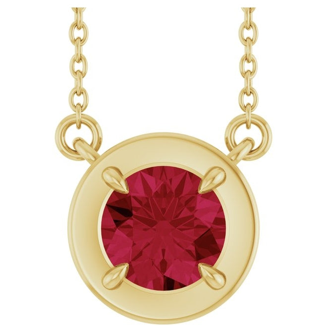14K Yellow Gold Round 6 Mm 18 In Polished Lab-Grown Gem Necklace
