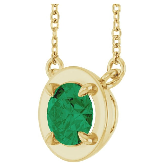 14K Yellow Gold Round 6 Mm 18 In Polished Lab-Grown Gem Necklace