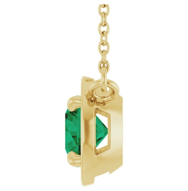 14K Yellow Gold Round 6 Mm 18 In Polished Lab-Grown Gem Necklace