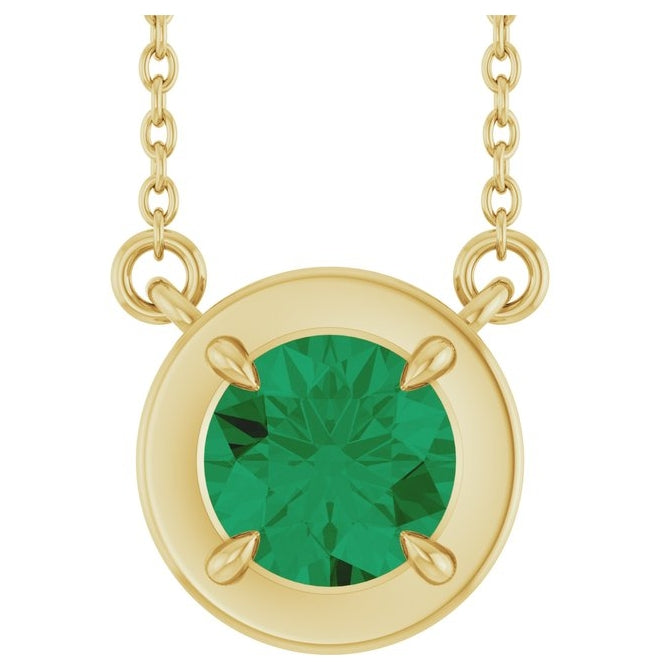 14K Yellow Gold Round 6 Mm 18 In Polished Lab-Grown Gem Necklace