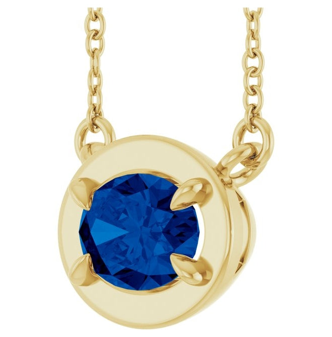 14K Yellow Gold Oval 7 X 5 Mm 18 In Polished Lab-Grown Gem Necklace