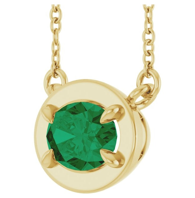 14K Yellow Gold Oval 7 X 5 Mm 18 In Polished Lab-Grown Gem Necklace
