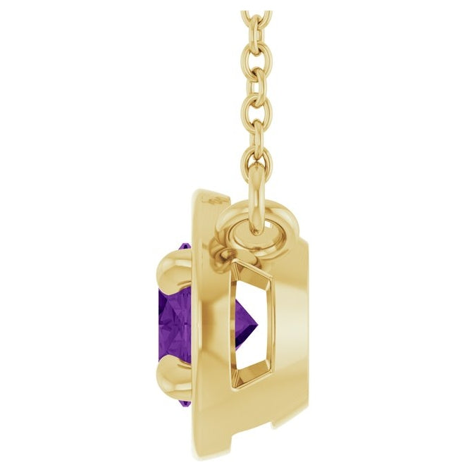 14K Yellow Gold Oval 7 X 5 Mm 18 In Polished Natural Amethyst Necklace
