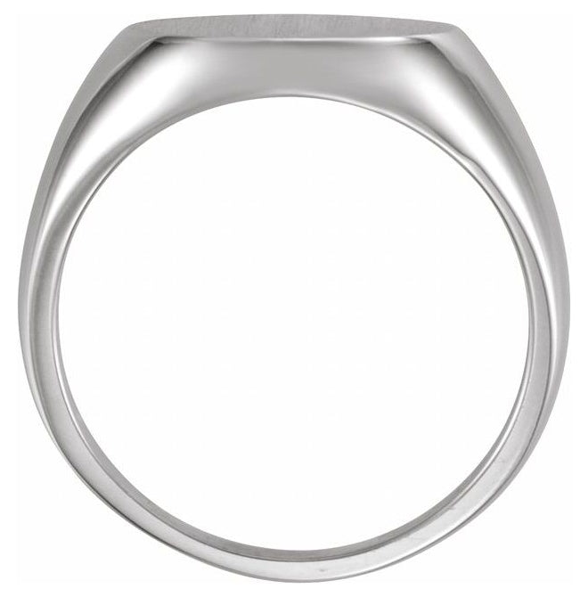 Platinum Round 15 X 15 Mm Brush Polished Signet Ring Size 10