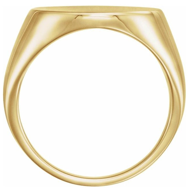 10K Yellow Gold Round 22 X 22 Mm Brush Polished Signet Ring Size 10
