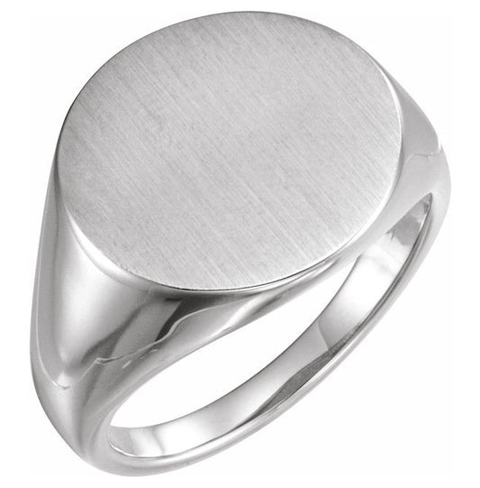 Sterling Silver Round 22 X 22 Mm Brush Polished Signet Ring Size 10