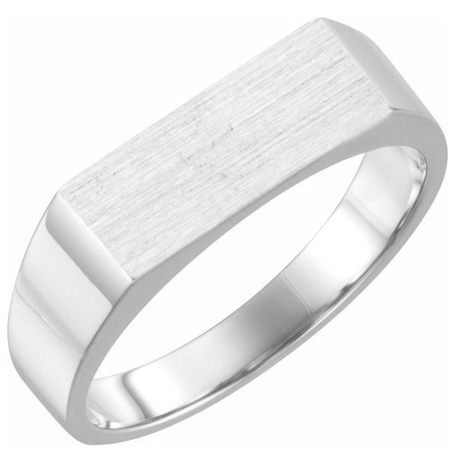 Sterling Silver 15 X 7.5 Mm Brush Polished Signet Ring Size 11
