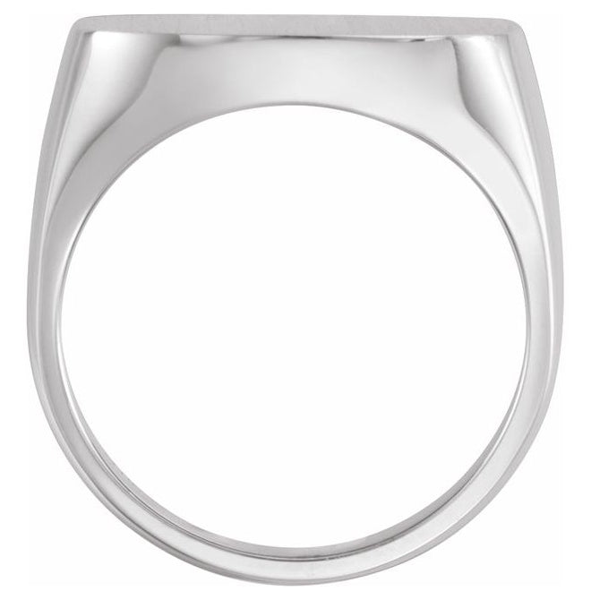 14K Yellow Or White Gold Or Sterling Silver Brush Polished Signet Ring Size 11