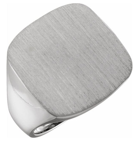 14K Yellow Or White Gold Or Sterling Silver Brush Polished Signet Ring Size 11