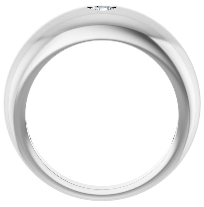 Platinum Round 4 Mm Polished 1/4 Ct Natural Diamond Mens Dome Ring Size 10