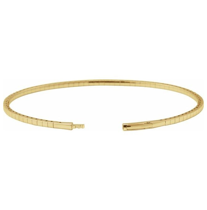 14K Yellow Or White Gold Round 1.7Mm Vs2, G-H 7 In Polished 1 Ctw Lab-Grown Diamond Flexible Half Bangle Bracelet