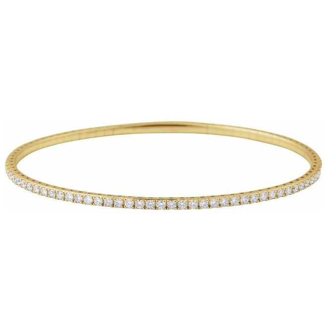 14K Yellow Or White Gold Round 1.7Mm Vs2, G-H 7 In Polished 1 Ctw Lab-Grown Diamond Flexible Half Bangle Bracelet