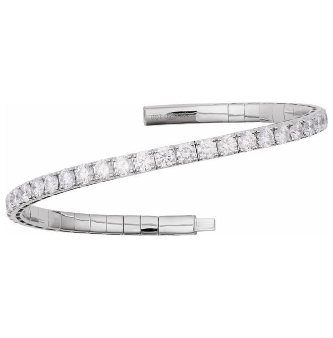 14K Yellow Or White Gold Round 3.7Mm Vs2, G-H 7 In Polished 5 Ctw Lab-Grown Diamond Flexible Half Bangle Bracelet