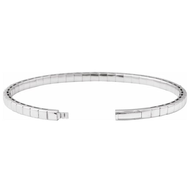 14K Yellow Or White Gold Round 3.3Mm Vs2, G-H 7 In Polished 4 Ctw Lab-Grown Diamond Flexible Half Bangle Bracelet