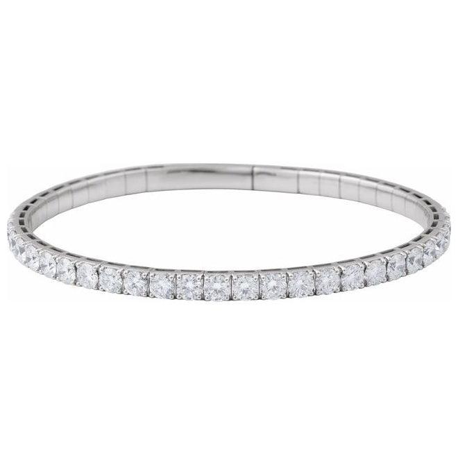 14K Yellow Or White Gold Round 3.7Mm Vs2, G-H 7 In Polished 5 Ctw Lab-Grown Diamond Flexible Half Bangle Bracelet