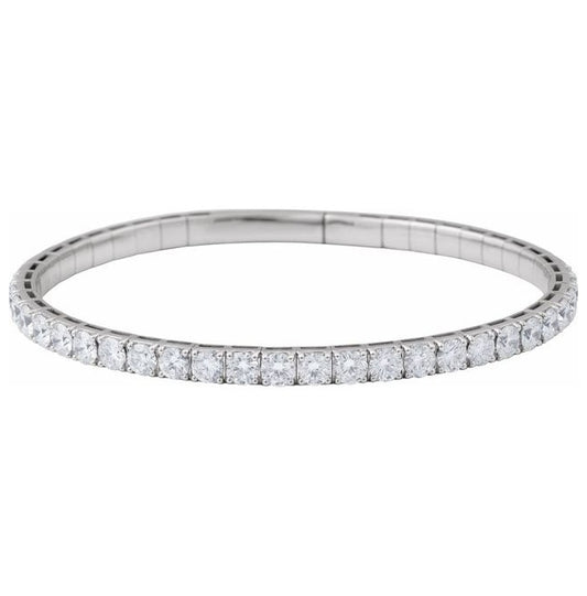 14K Yellow Or White Gold Round 3.7Mm Vs2, G-H 7 In Polished 5 Ctw Lab-Grown Diamond Flexible Half Bangle Bracelet