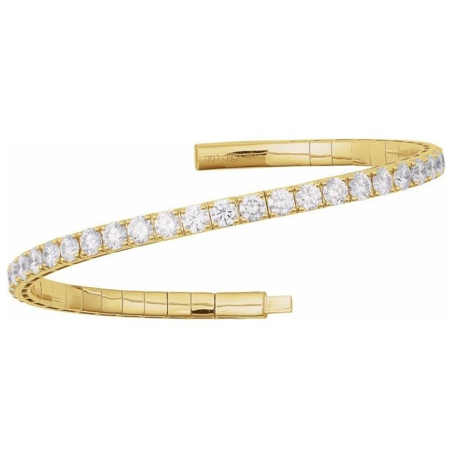14K Yellow Or White Gold Round 2.9Mm Vs2, G-H 7 In Polished 3 Ctw Lab-Grown Diamond Flexible Half Bangle Bracelet