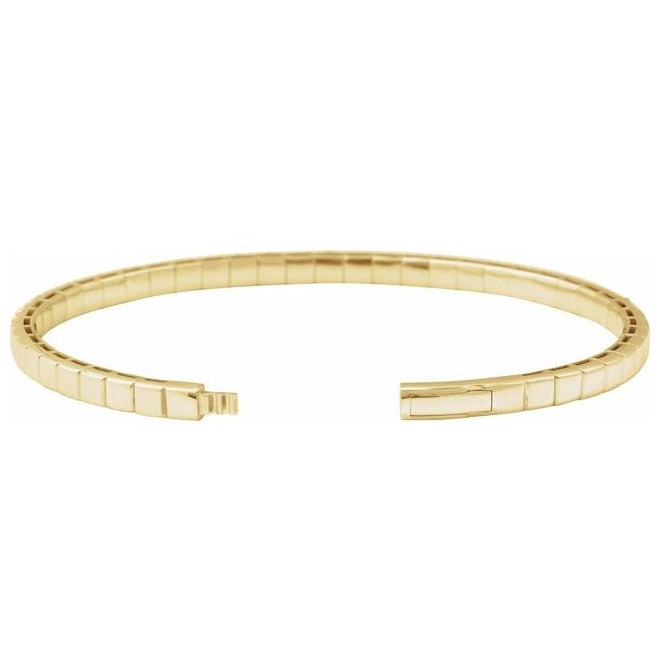 14K Yellow Or White Gold Round 3.7Mm Vs2, G-H 7 In Polished 5 Ctw Lab-Grown Diamond Flexible Half Bangle Bracelet