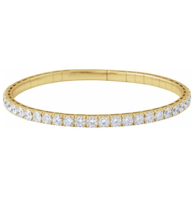 14K Yellow Or White Gold Round 3.7Mm Vs2, G-H 7 In Polished 5 Ctw Lab-Grown Diamond Flexible Half Bangle Bracelet