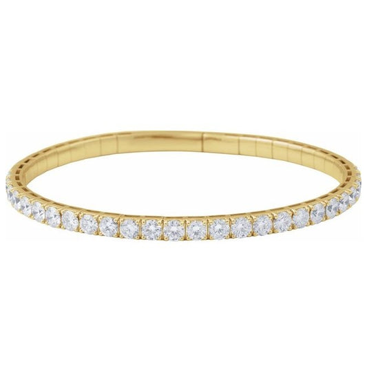 14K Yellow Or White Gold Round 3.3Mm Vs2, G-H 7 In Polished 4 Ctw Lab-Grown Diamond Flexible Half Bangle Bracelet