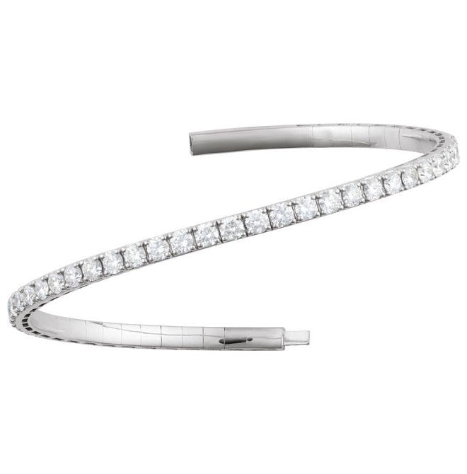 14K Yellow Or White Gold Round 2.9Mm Vs2, G-H 7 In Polished 3 Ctw Lab-Grown Diamond Flexible Half Bangle Bracelet