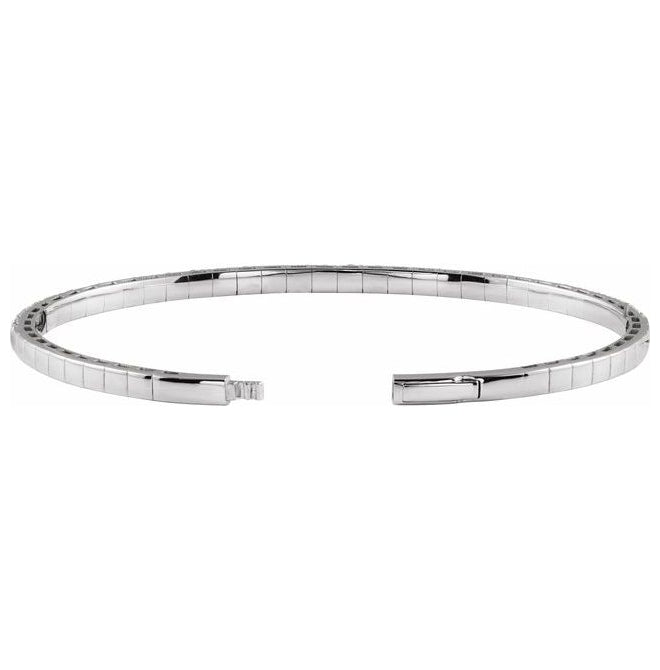 14K Yellow Or White Gold Round 2.9Mm Vs2, G-H 7 In Polished 3 Ctw Lab-Grown Diamond Flexible Half Bangle Bracelet