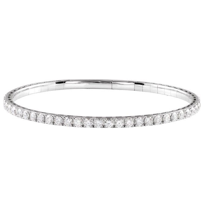 14K Yellow Or White Gold Round 2.9Mm Vs2, G-H 7 In Polished 3 Ctw Lab-Grown Diamond Flexible Half Bangle Bracelet