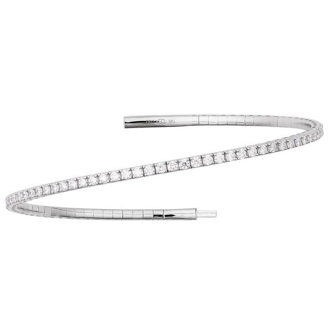 14K Yellow Or White Gold Vs2, G-H 7 In Polished Lab-Grown Diamond Flexible Full Bangle Bracelet