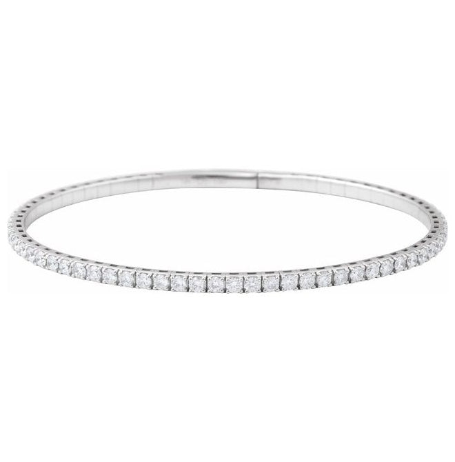 14K Yellow Or White Gold Vs2, G-H 7 In Polished Lab-Grown Diamond Flexible Full Bangle Bracelet