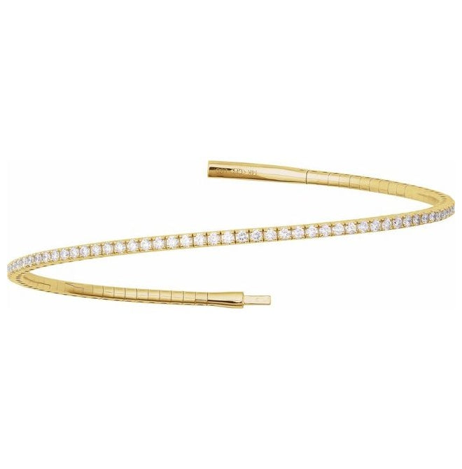 14K Yellow Or White Gold Vs2, G-H 7 In Polished Lab-Grown Diamond Flexible Full Bangle Bracelet