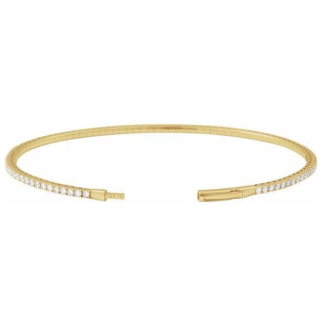 14K Yellow Or White Gold Vs2, G-H 7 In Polished Lab-Grown Diamond Flexible Full Bangle Bracelet