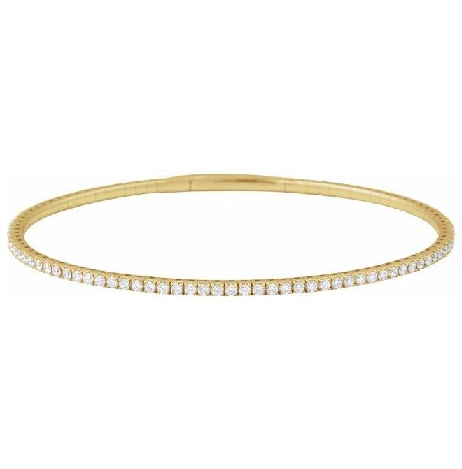 14K Yellow Or White Gold Vs2, G-H 7 In Polished Lab-Grown Diamond Flexible Full Bangle Bracelet